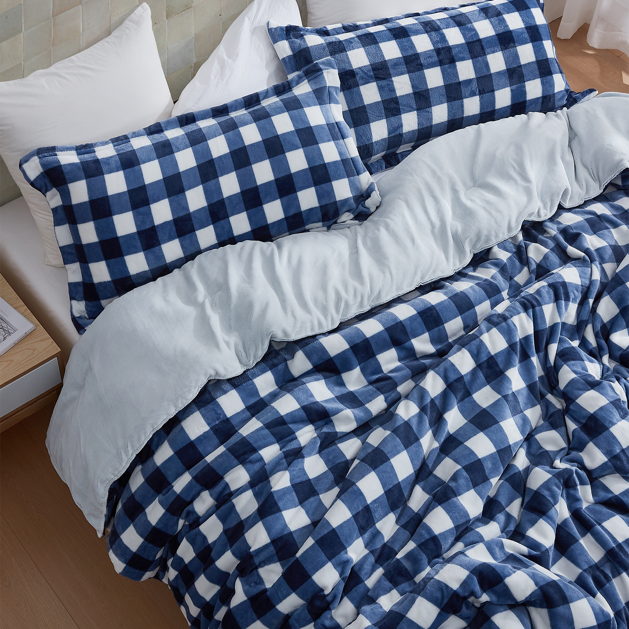 Ah, Yes The Scottish Winter - Coma Inducer Oversized Comforter - Blue Checkered Plaid