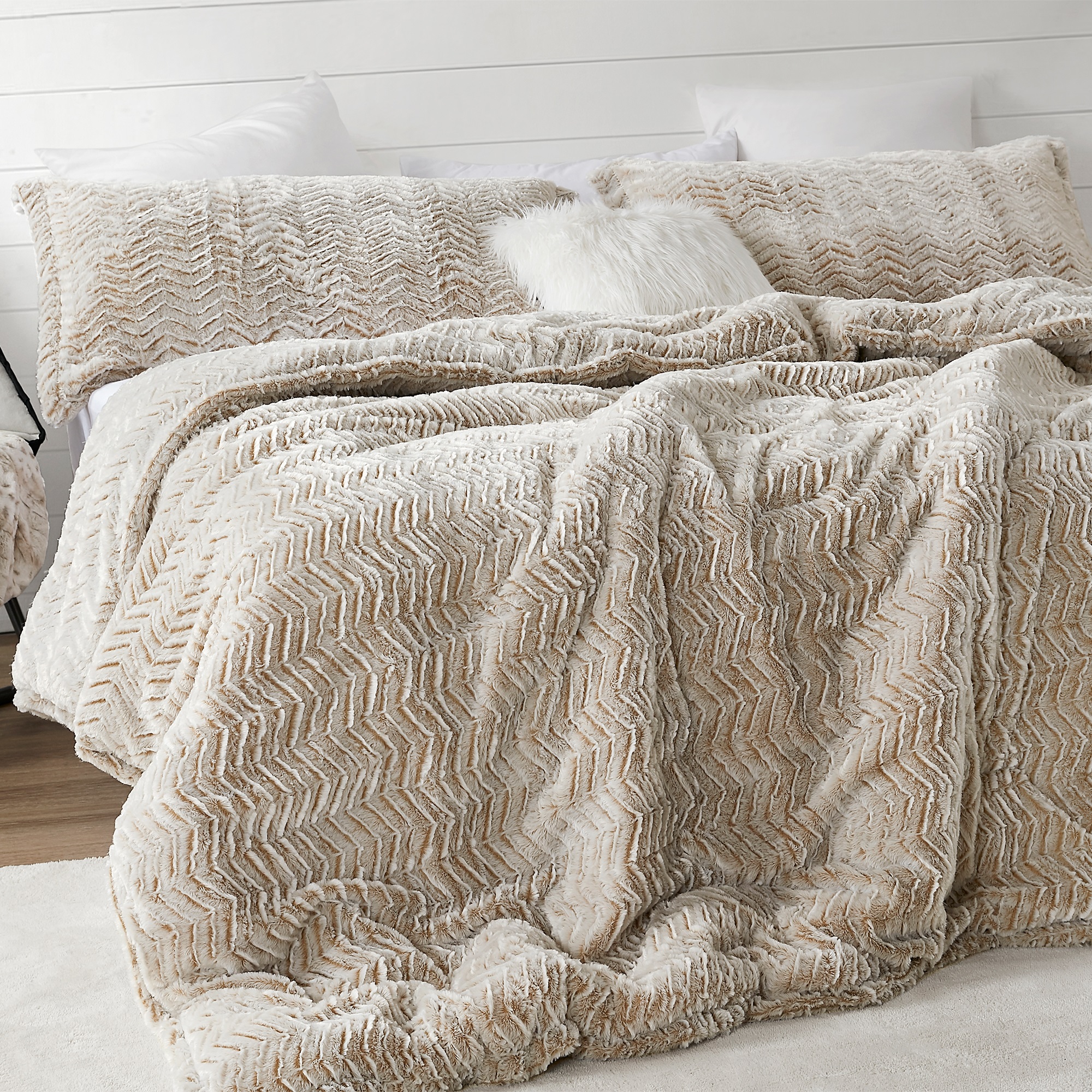 Peak of Cozy - Coma Inducer Oversized Comforter - Chevron Frosted Taupe