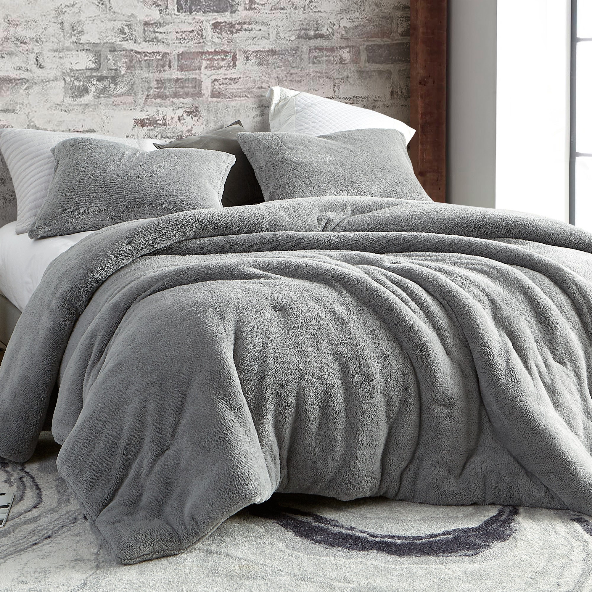 Coma Inducer  Oversized Comforter - Teddy Bear - Silver Gray