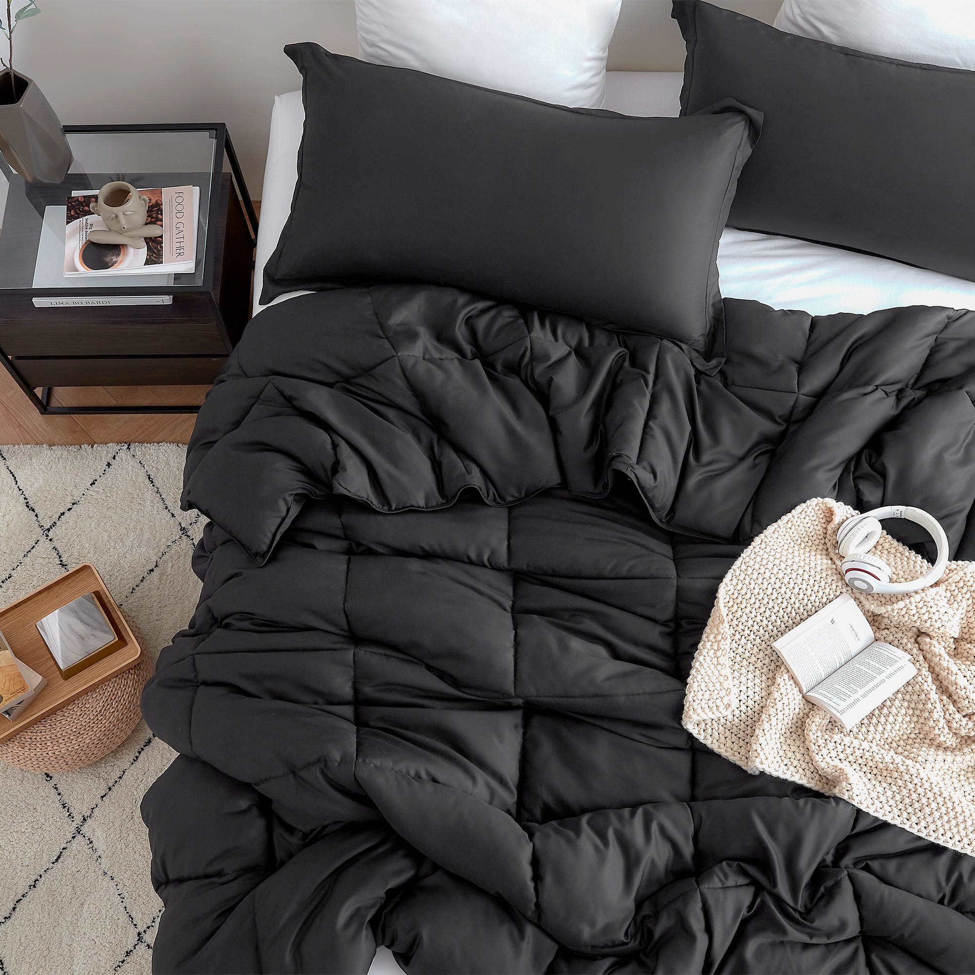布団・毛布 BRINK SLEEP COMFORTER PERFECT WARM DUAL Noble Linens 3-Piece Blush & White Reversible Down